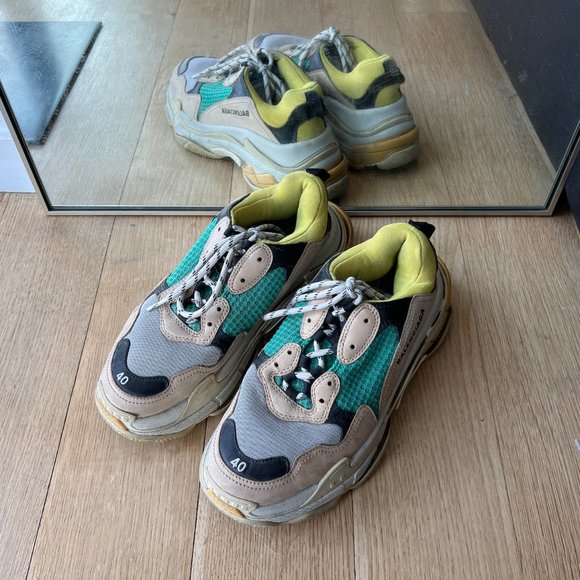 Balenciaga Triple S Sneakers / Beige Green Yellow - Picture 1 of 5